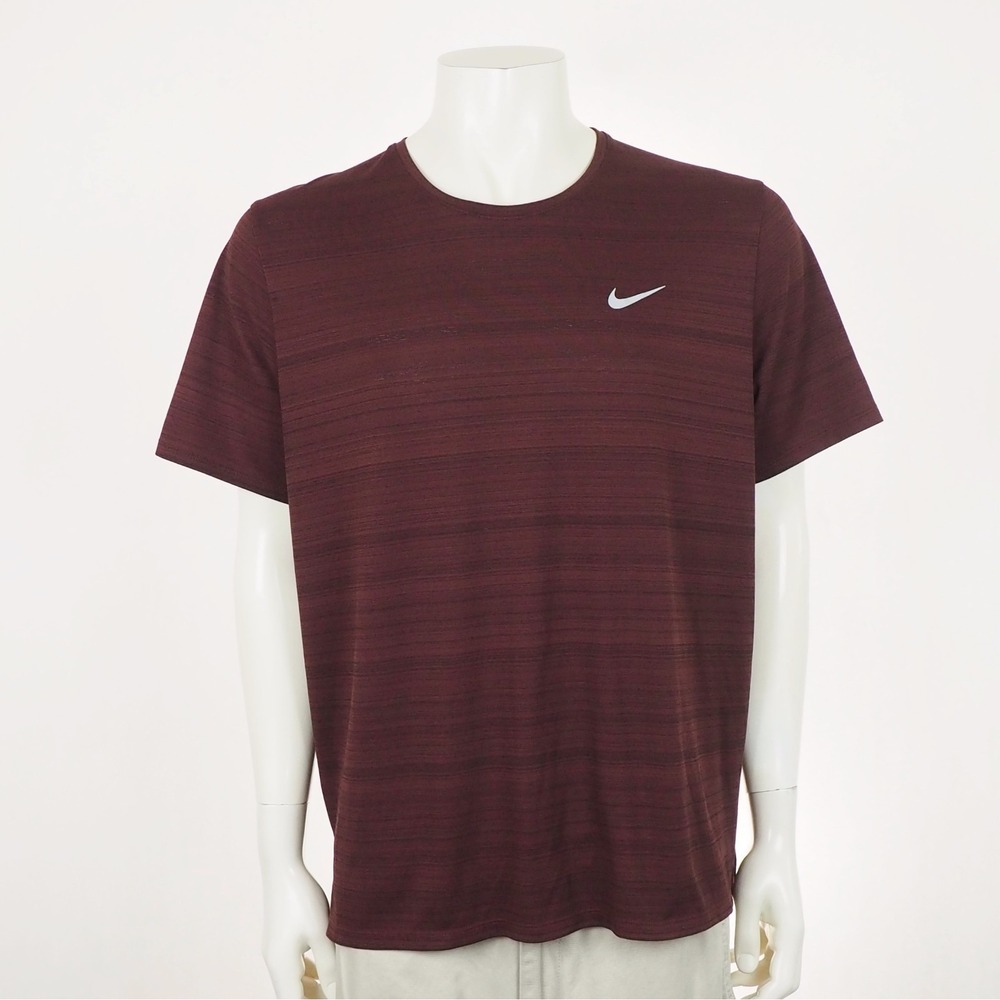 Nike Running Miler Tee Shirt Mens XL Burgundy Dark Red Dri-Fit Training Workout